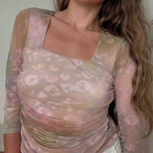 Elegant Multicolor Sheer Women's Top